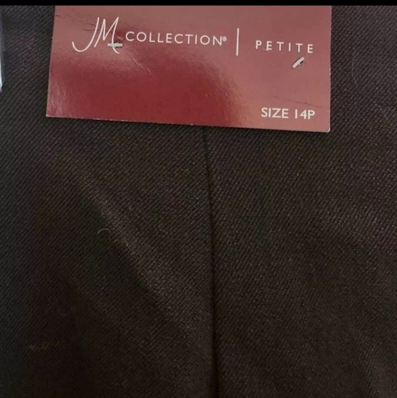 JM Collection | Dark Brown High-waist Straight Leg Stretch Pants Size 14P B27#5 - Picture 3 of 7